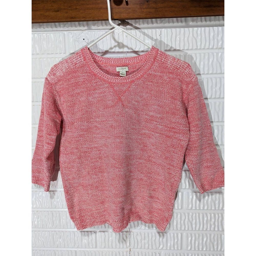 J Crew Women's Pink Knitted 3/4 Sleeve Sweater Size Extra Small